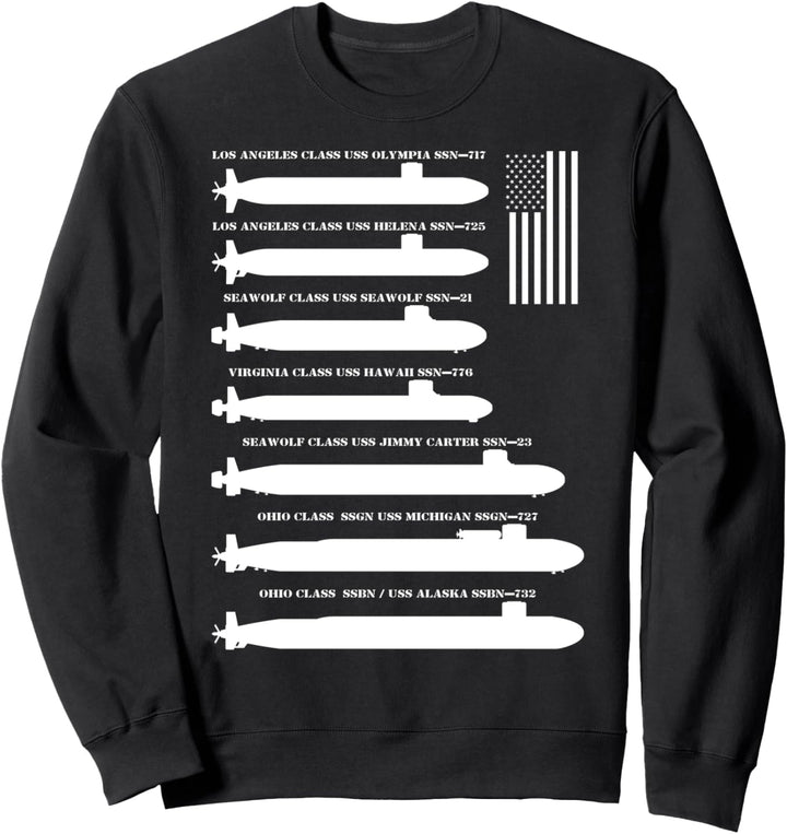 Amerikanische nukleare U-Boote Infografik Silhouetten USA Sweatshirt