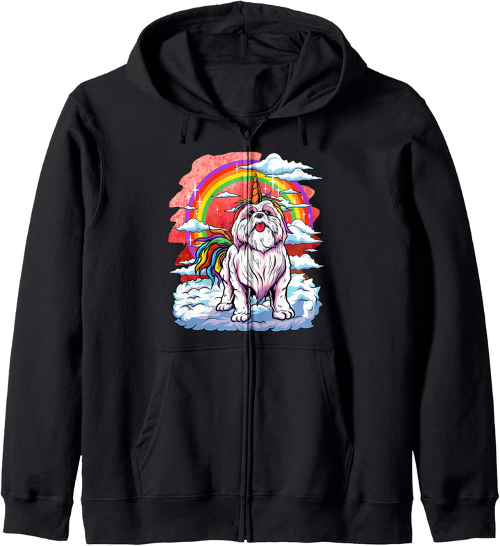 Shih Tzu Einhorn Regenbogen Kinder Mädchen Welpe Besitzer Kapuzenjacke