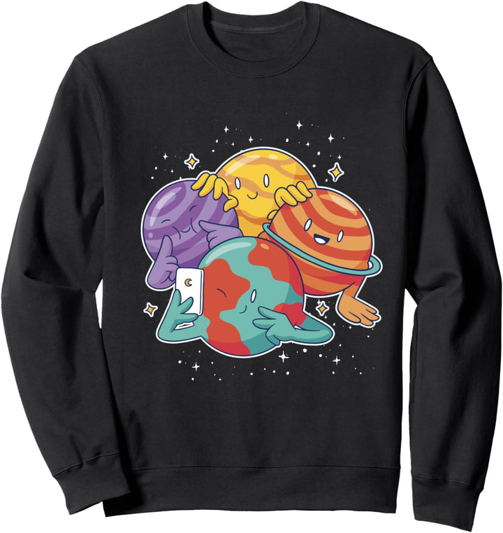 Weltraum-Selfie l Lustige Planeten machen Selfie Astronomie Sweatshirt