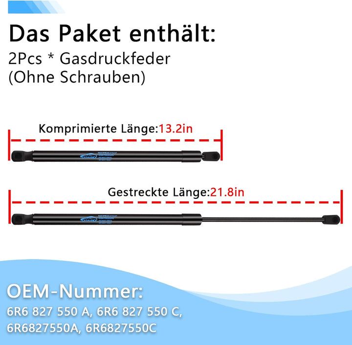 2Pcs Gasfeder Heckklappendämpfer für VW Polo 6R 6C 1.2L Schrägheck 2011-2014, für VW Polo 6R 1.2L-2.