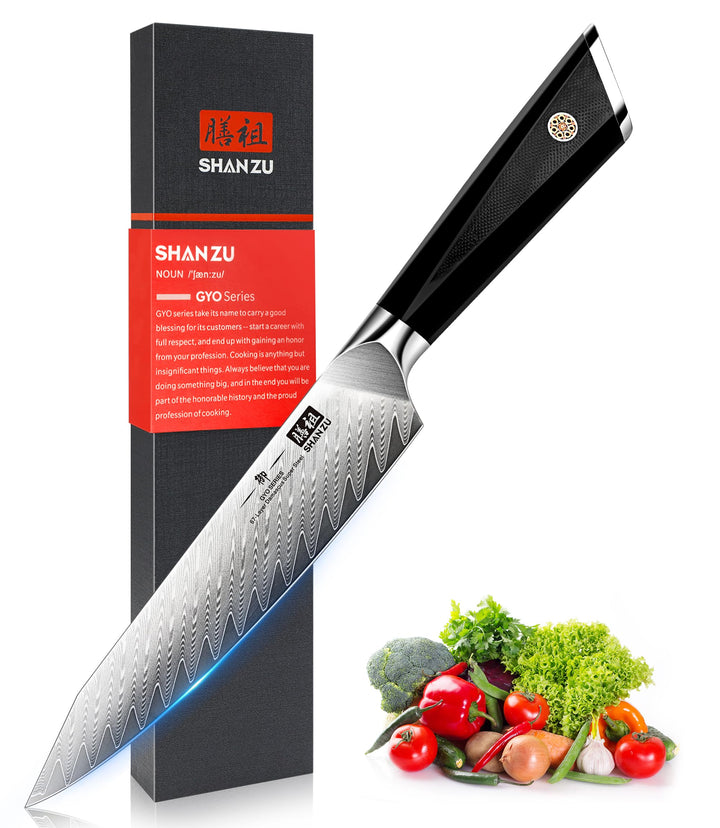 SHAN ZU Kochmesser Allzweckmesser Profi 15cm 67 Schichten Damaststahl Küchenmesser mit G10 Griff - G