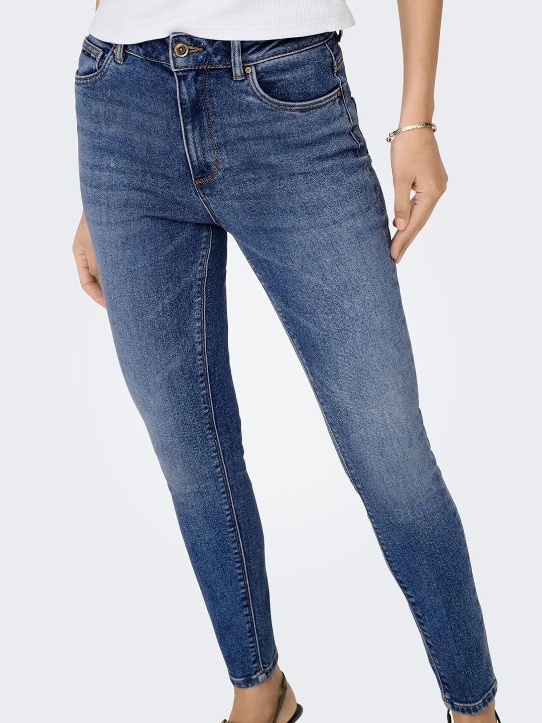 ONLY Female Skinny Jeans ONLBLUSH Mittlere Taille Skinny Fit Jeans 25W / 30L Blau (Medium Blue Denim