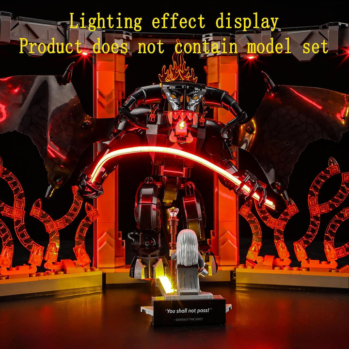 GEAMENT LED Licht-Set Kompatibel mit Lego Der Herr der Ringe Balrog Bücherstütze Icons 10367 Baustei