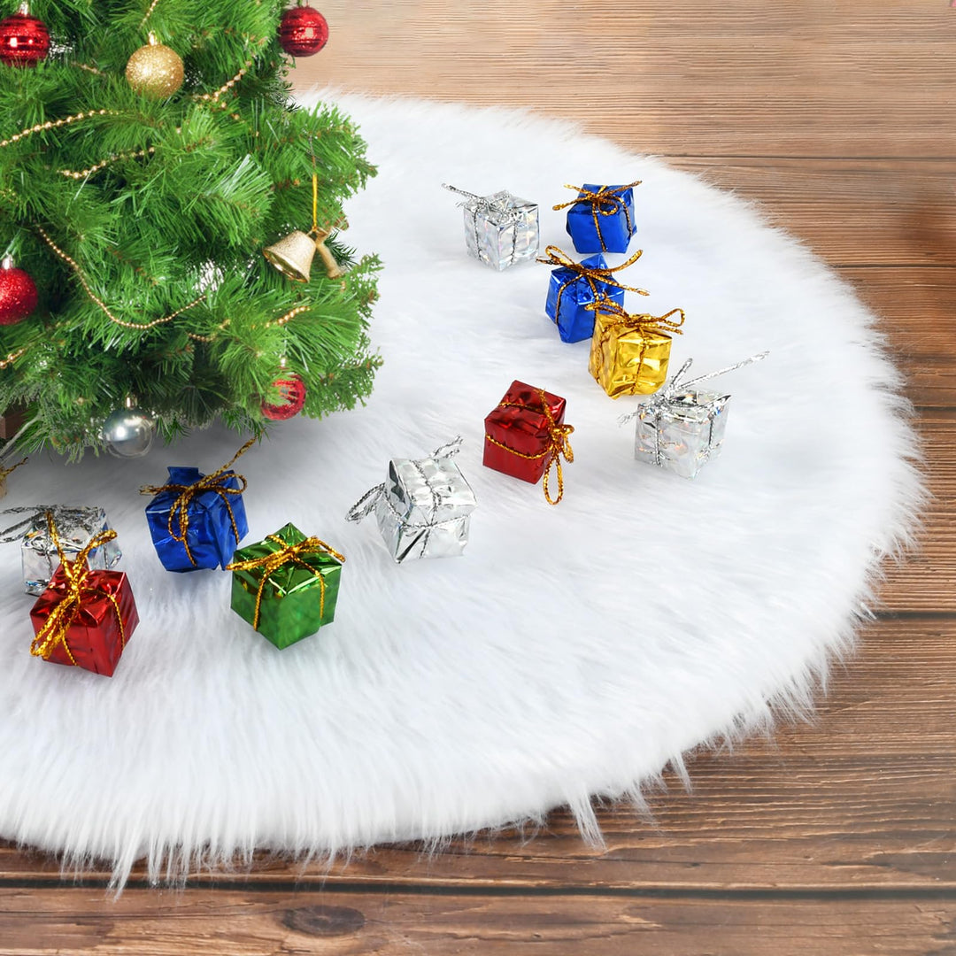 Mini Weihnachtsbaum Rock, 38cm rund Weihnachtsbaum-Decke, Baumrock weisser Plüsch, für Weihnachtsbau