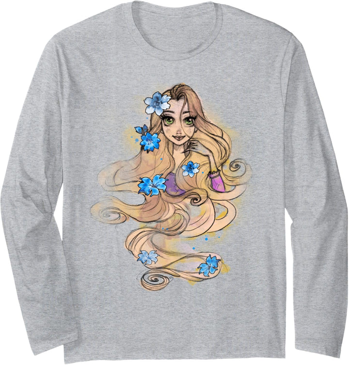 Disney Tangled Rapunzel Watercolors Portrait Langarmshirt