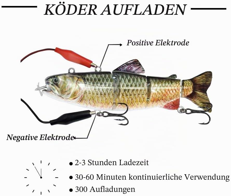 ods lure Robotic Schwimmköder USB wiederaufladbar Fischköder mit LED Licht Elektrischer Angelköder m