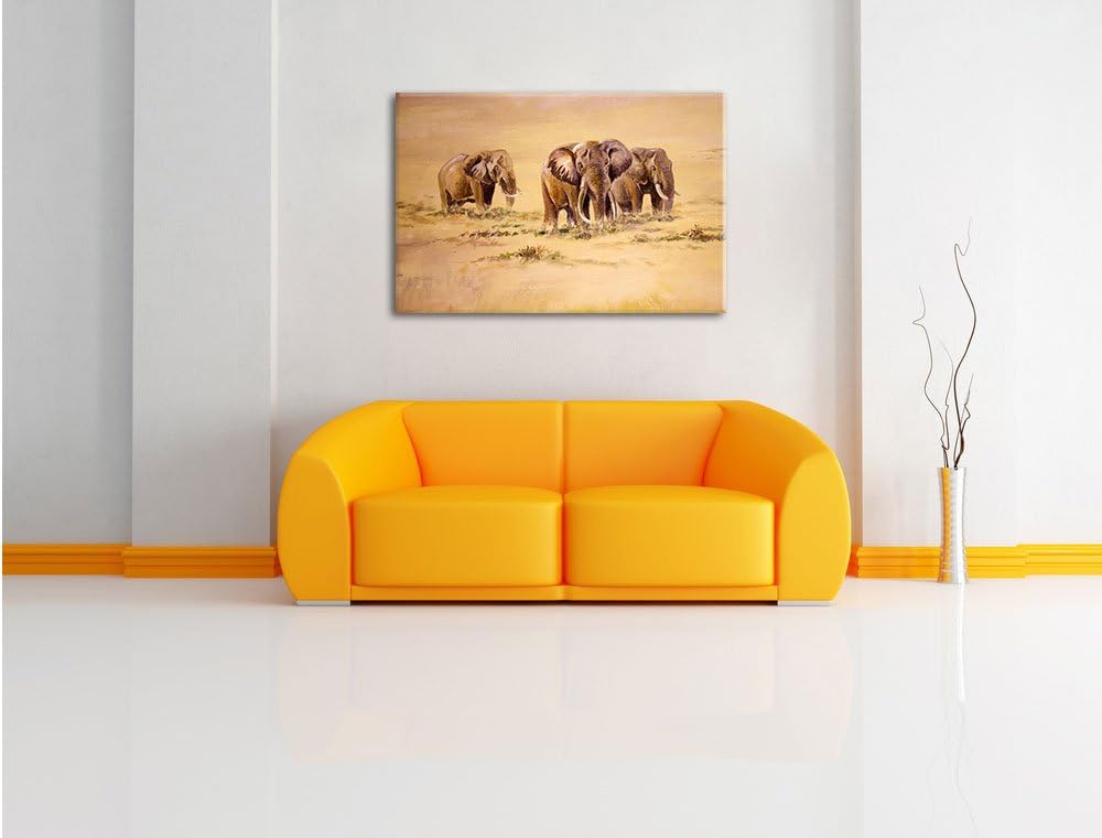 Pixxprint Afrikanische Elefanten in Südafrika, Format: 100x70 auf Leinwand, 100x70
