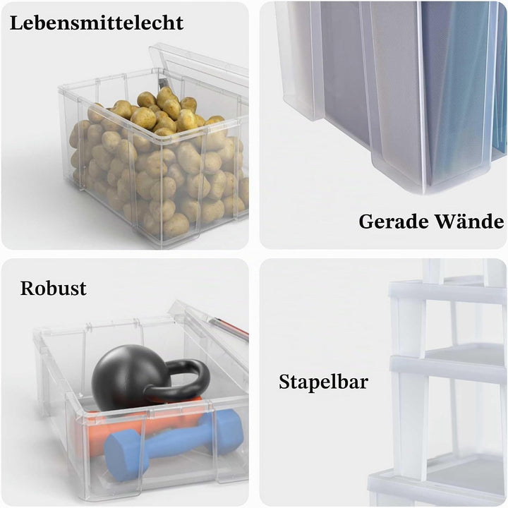 Sundis Behälter mit Deckel CLIP 'N STORE, 27L - Transparent mit Schnappdeckel, stapelbar, geeignet f