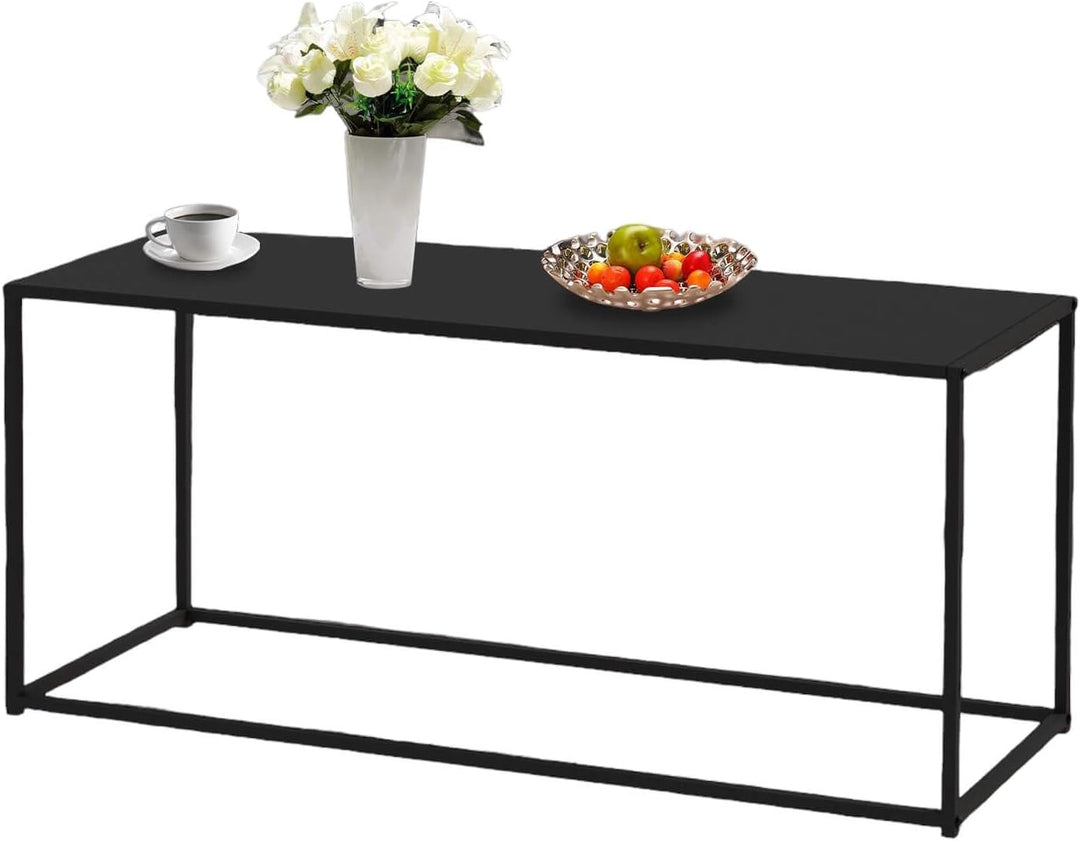 DanDiBo Couchtisch Schwarz Metall Eckig 110x50x40 cm Beistelltisch Wohnzimmer 96470 Tisch Sofatisch