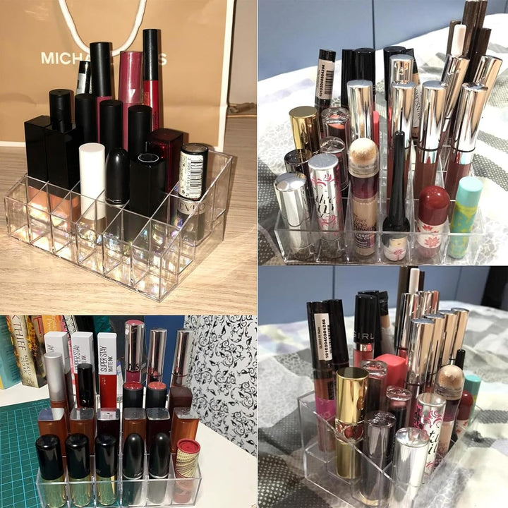 Tecbeauty Lippenstift-Halter, 24 Fächer, transparenter Lippenstift-Organizer, Acryl, Lipgloss, Aufbe
