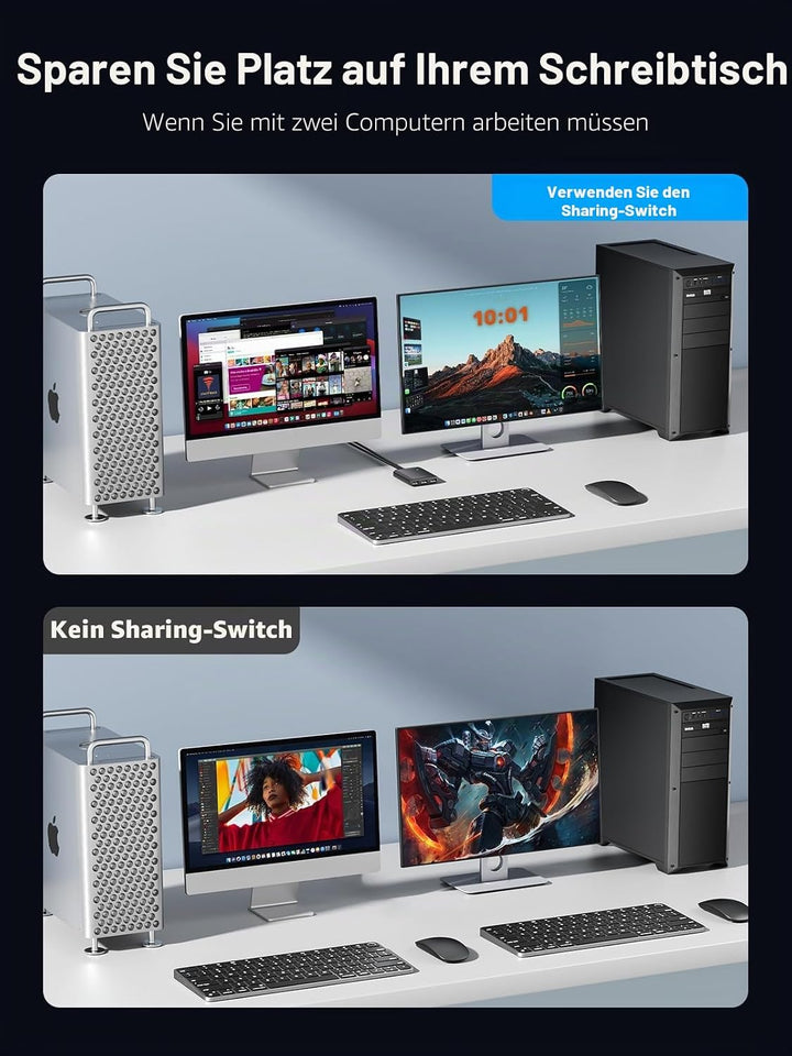 USB Switch Adapter, Lemorele 3 Ports USB Share USB Switch für 2 PCs, 2 In 3 Out USB KVM Switch Hub m