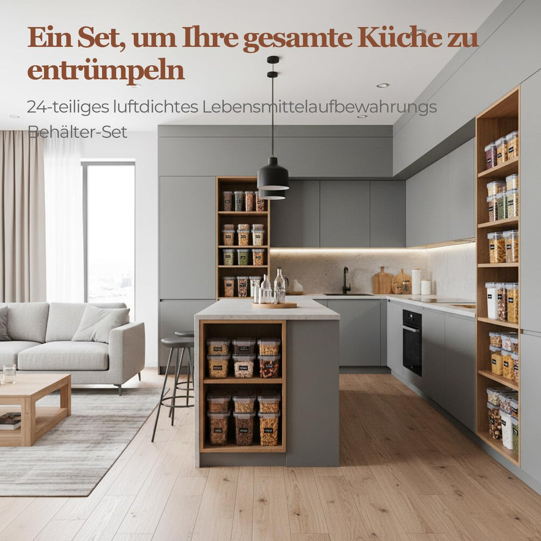 ComSaf Vorratsdosen mit Deckel Luftdicht, 24er Set Vorratsbehälter BPA-Frei | Für Mehl, Pasta und Re