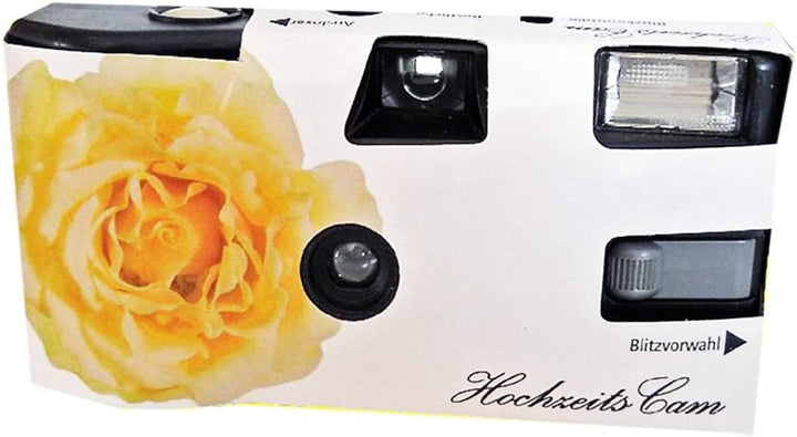 4X 1A Photo PORST Einwegkamera gelbe Hochzeitsrose
