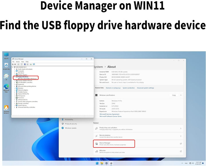 External USB Floppy Drive FDD 1.44MB 3.5 inch - PC and MAC - Slimline Floppy Disk Drive External - P