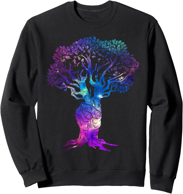 Magischer Baum des Friedens Handzeichen Retro 60er 70er Jahr Sweatshirt