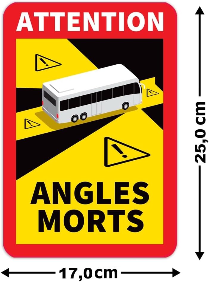 12 Stück Attention Angles Morts Magnetschilder 25 x 17 cm Magnet für Bus und Wohnwagen Warntafel Hin