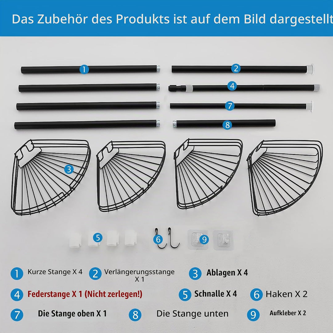 Teleskop Duschregal ohne Bohren Duschablage Ecke Metall Eckregal Bad Badregal Organizer Höhenverstel