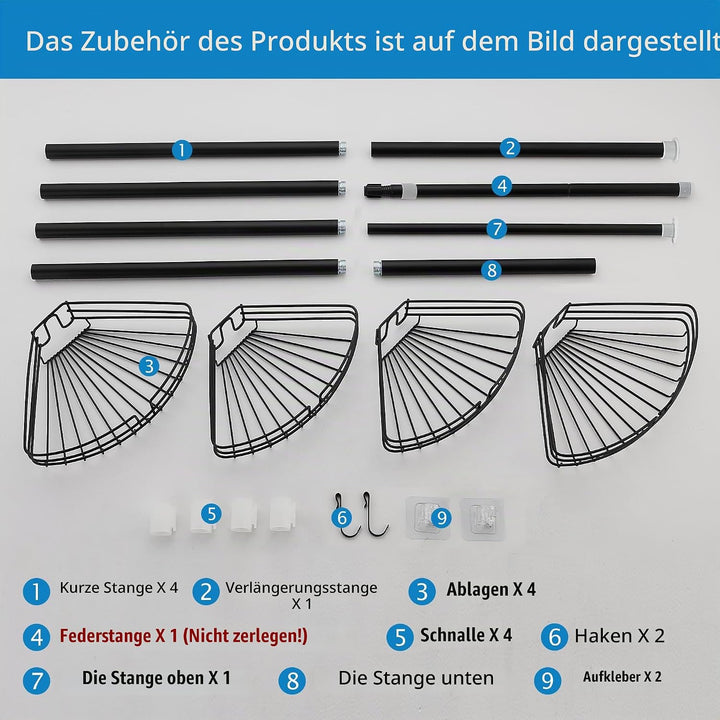 Teleskop Duschregal ohne Bohren Duschablage Ecke Metall Eckregal Bad Badregal Organizer Höhenverstel