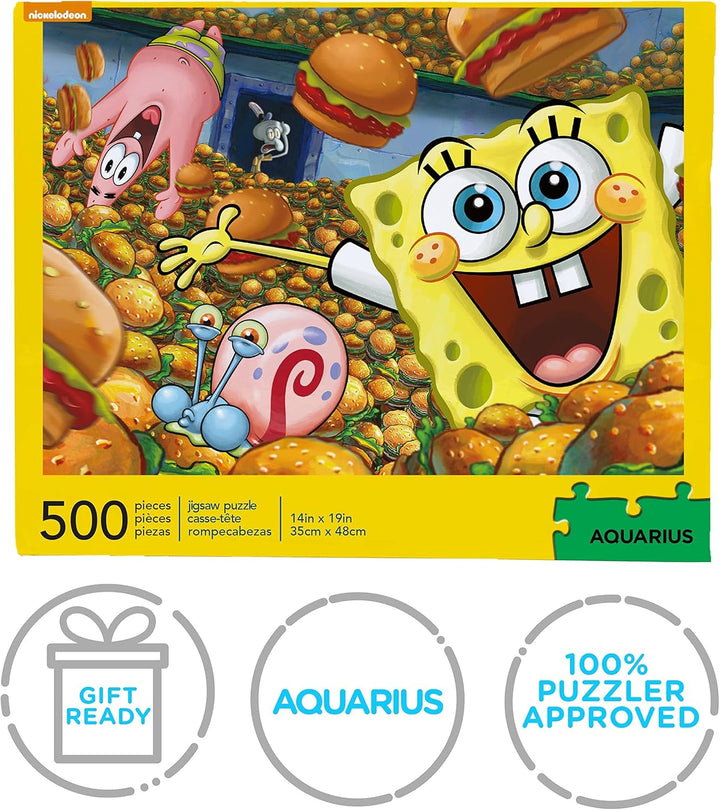 AQUARIUS - Sponge Bob Square Pants Spongebob Squarepants Schwamm-Puzzle, 62127, Mehrfarbig, 20,3 cm
