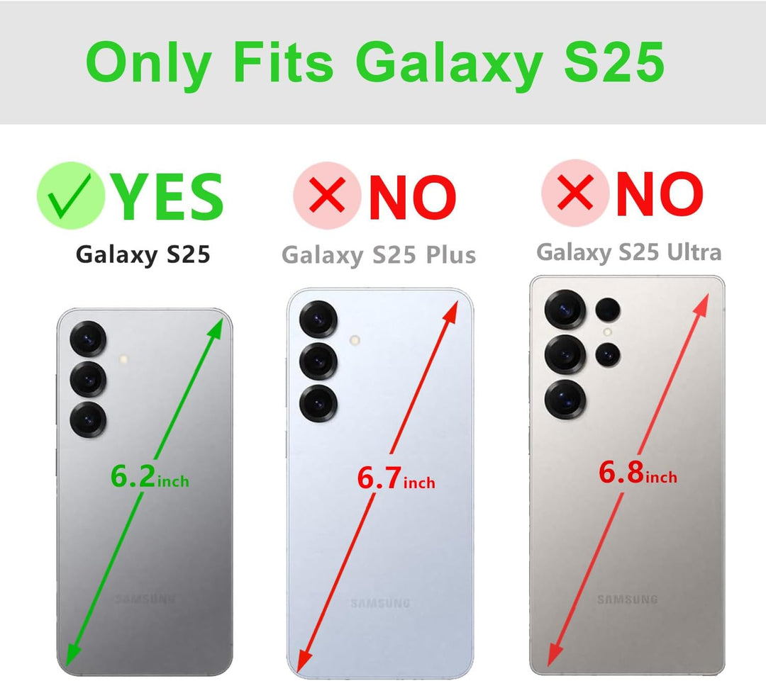 LENSUN Hülle für Samsung Galaxy S25 Echtleder, Handyhülle [Echtes Leder] [Standfunktion] [RFID Schut