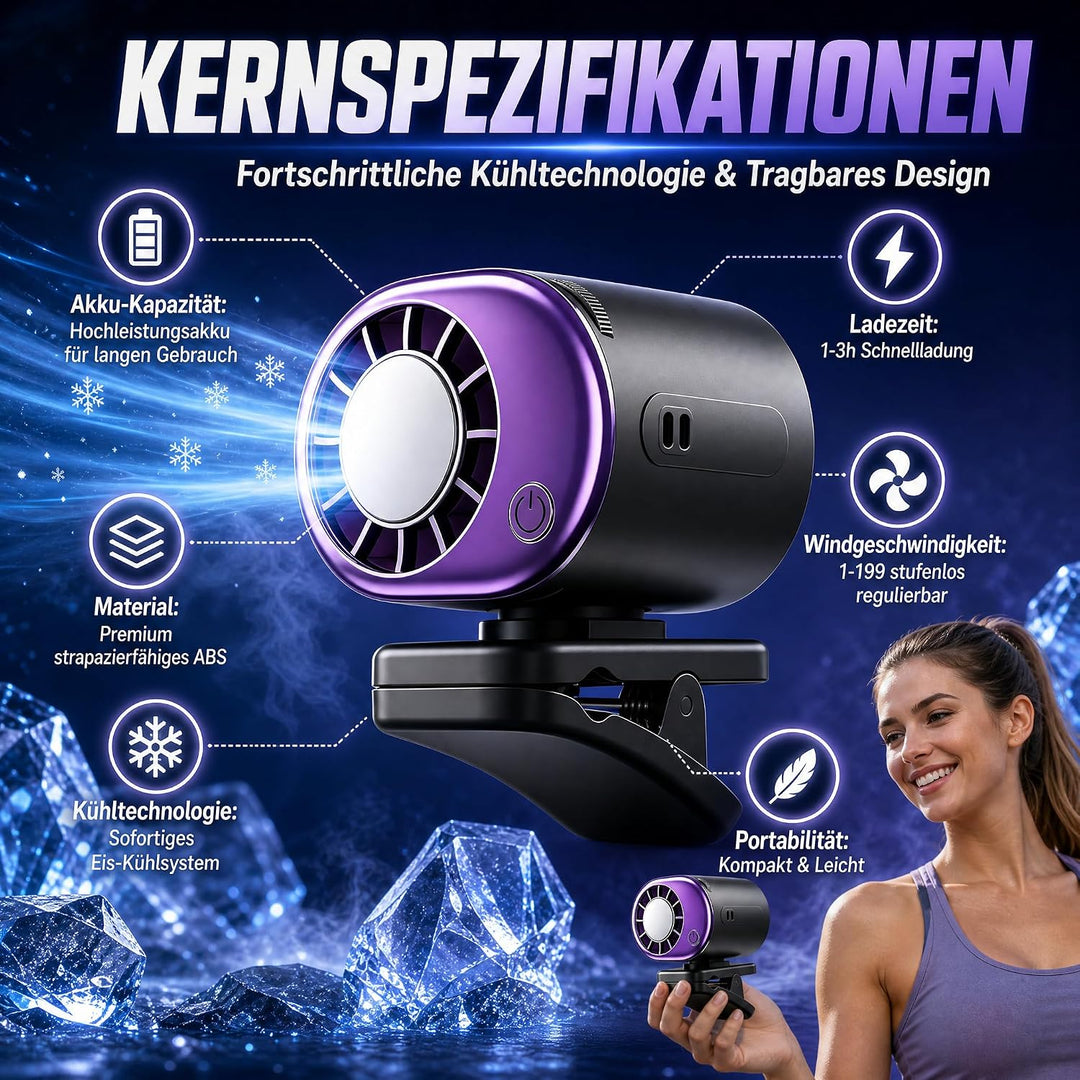 Auto Ventilator, Auto Clip on Klimaanlage Ventilator mit LED Display | 360° Drehung, 199 Einstellbar