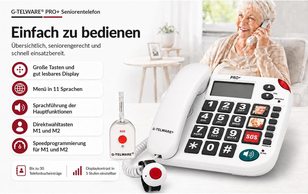 PRO (Weltneuheit) Silence SOS Technik/SOSParam.einstellb./2023-2024er Modell Haus Notruf Seniorentel