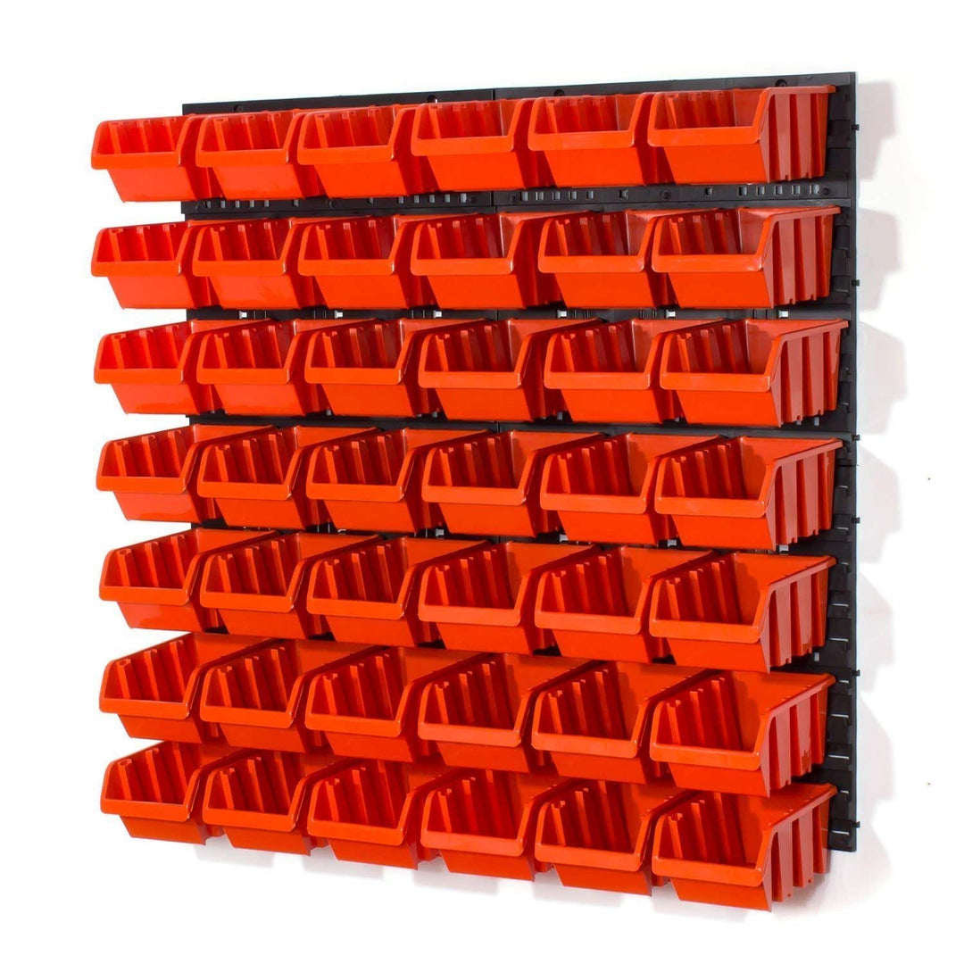 Lager Wandregal Lagerregal, 42 Stapelboxen Orange Gr. 3 , 4 Wandplatten