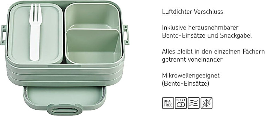 Mepal Bento Brotdose Midi Take A Break - mit Bento Box - Für 2 Sandwiches oder 4 Brotscheiben - Lunc