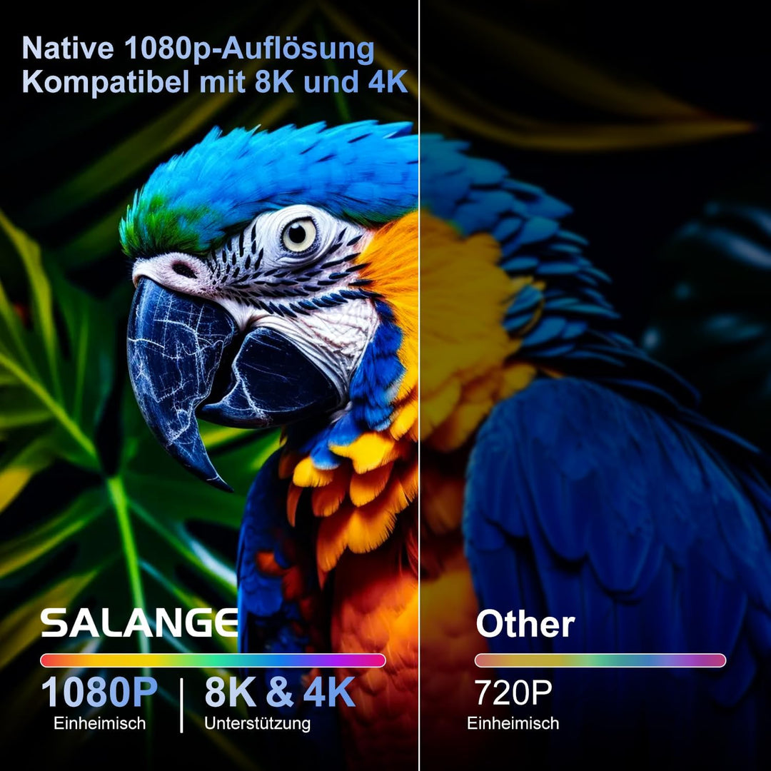ZDSSY Mini Beamer 8K Unterstützt Native 1080P Smart Projektor Android 14,Tragbarer mit WiFi 6 BT 5.2