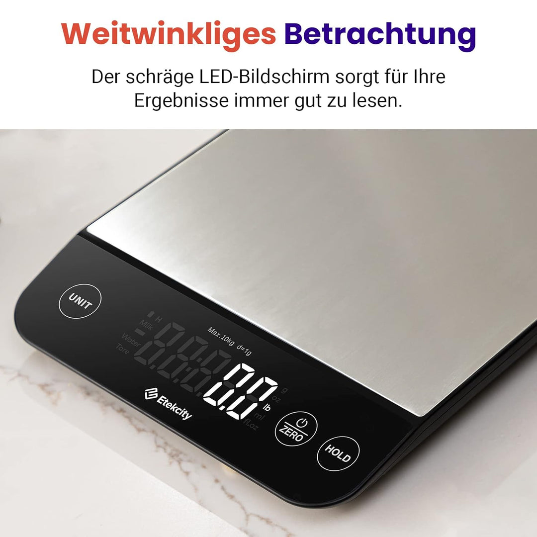 Etekcity Küchenwaage, Küchenwaage Digital 1g genau, 10kg Kitchen Scale mit LED-Display, Tare-Funktio