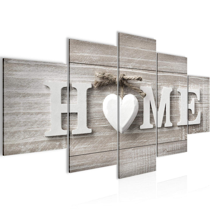 Runa Art Wandbilder Home Herz 5 Teilig Bild auf Vlies Leinwand Deko Wohnzimmer Landhausstil Beige Br