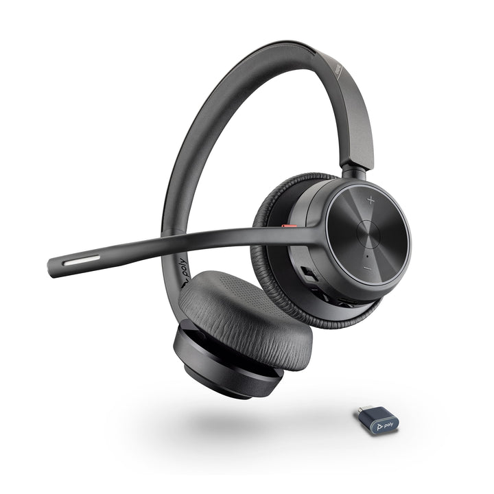 Schnurloses Poly Voyager 4320 UC-Headset – Stereo-Kopfhörer mit Noise Cancelling-Mikrofonarm – Verbi
