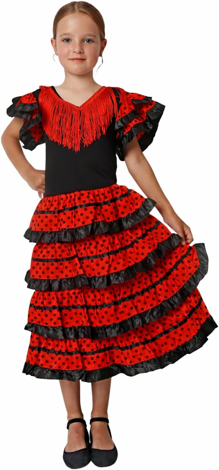 flamifeel Mädchen Tulpen Kleid Schwarz Rouge/Noir 6 Jahre Rouge /Noir, 6 Jahre Rouge /Noir