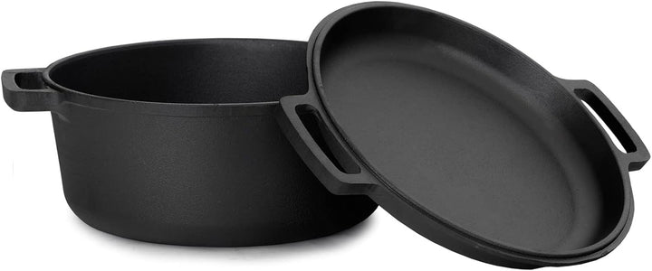 4 L Kochtopf aus Gusseisen mit Deckel-Bratpfanne 2in1 Set - Induktion Bräter Brottopf Suppentopf Bra