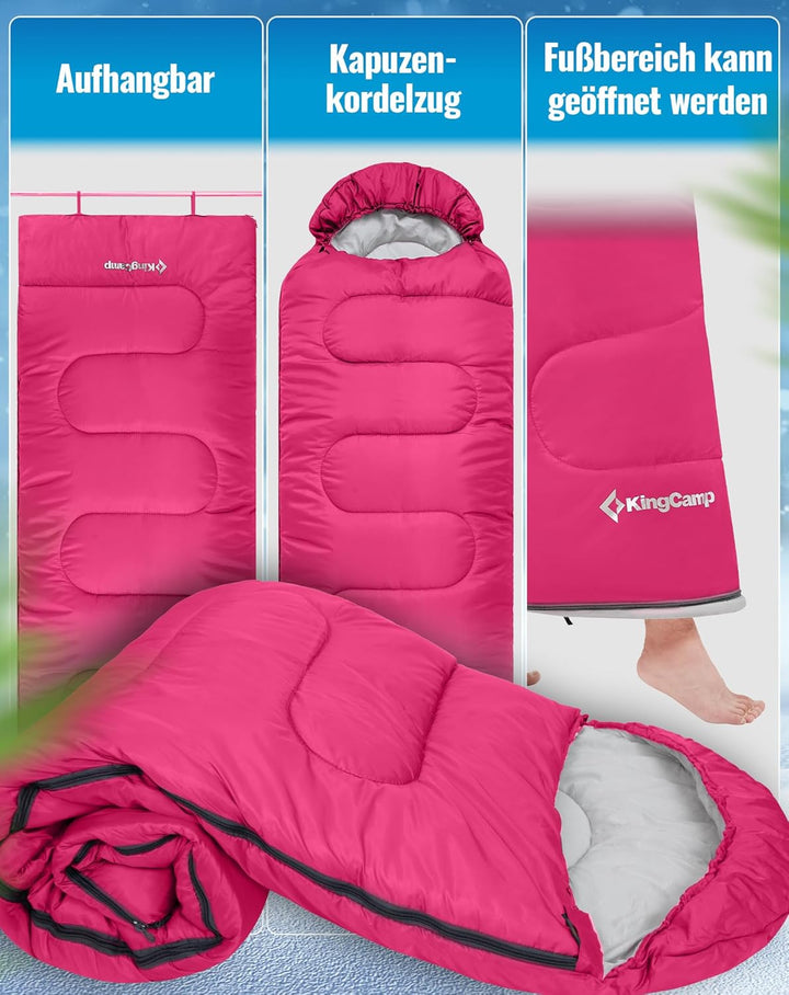 KingCamp Schlafsack für Erwachsene, kaltes Wetter & warm, XL, grosse und hohe Flanell-Schlafsäcke mi