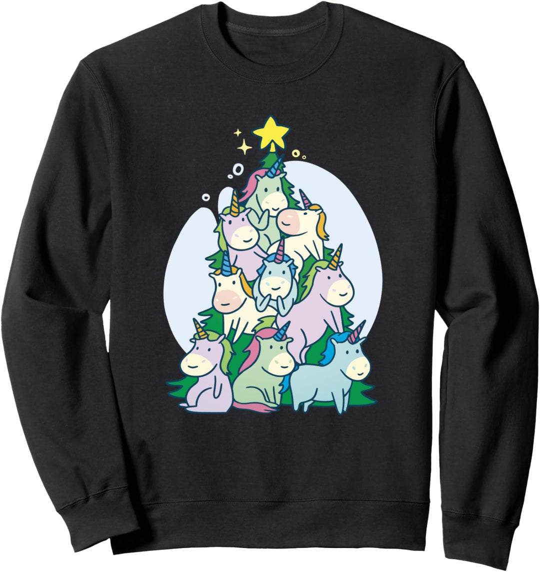 Lustige magische Einhörner Weihnachtsbaum Christbaum Sweatshirt