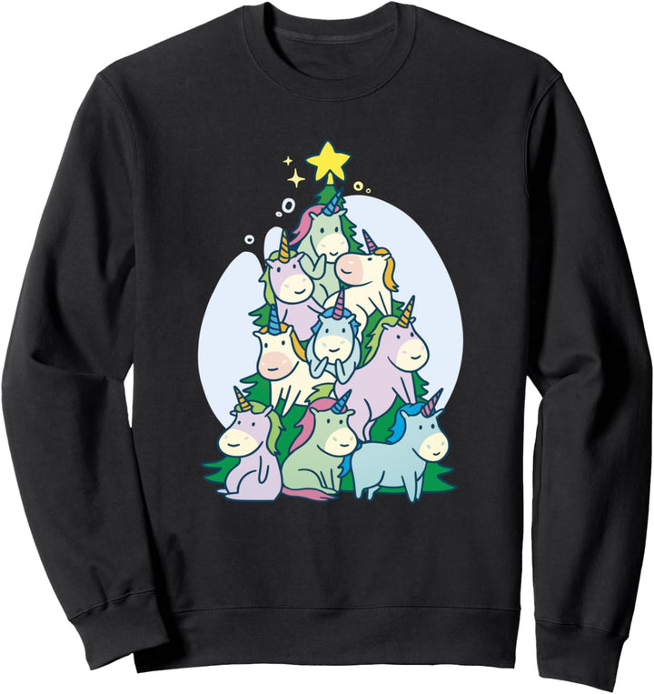 Lustige magische Einhörner Weihnachtsbaum Christbaum Sweatshirt