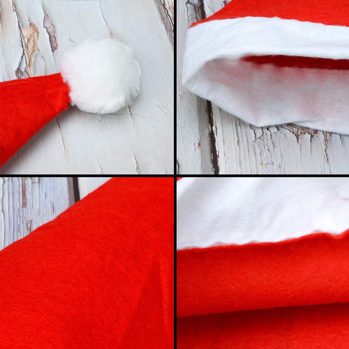 Elcoho 20 Pack Nikolausmütze Weihnachtsmütze Erwachsene plüsche weihnachtsmann mütze Vliesstoff Weih