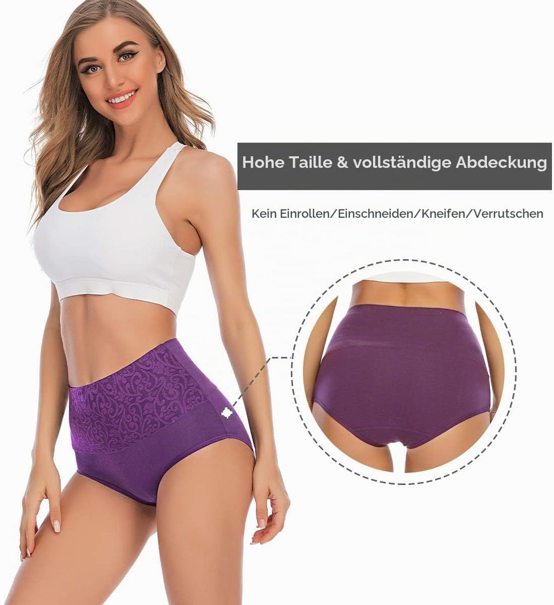 YaShaer Unterhosen Damen Baumwolle Hohe Taille Slips Hoher Taillenslip für Frauen Mehrpack M Mehrfar