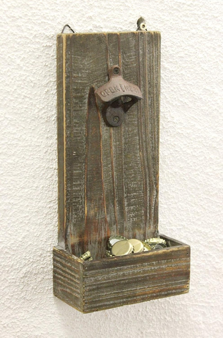 DanDiBo Flaschenöffner mit Kronkorkenbehälter 5094 Bieröffner 32 cm Wandflaschenöffner