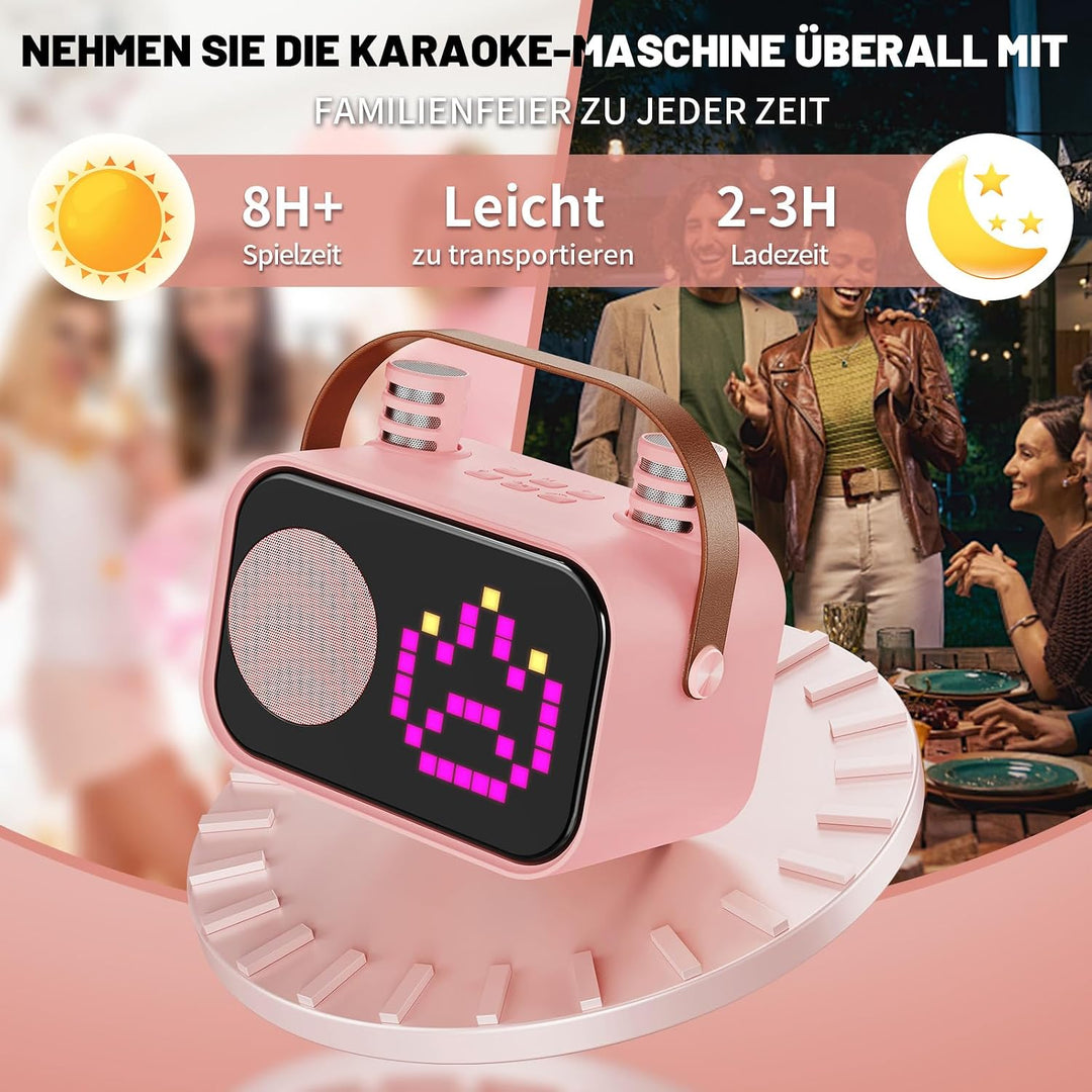 JYX Karaoke Anlage mit 2 Mikrofonen, Karaoke Maschine Kinder mit Professionellem Begleitmodus, Bluet