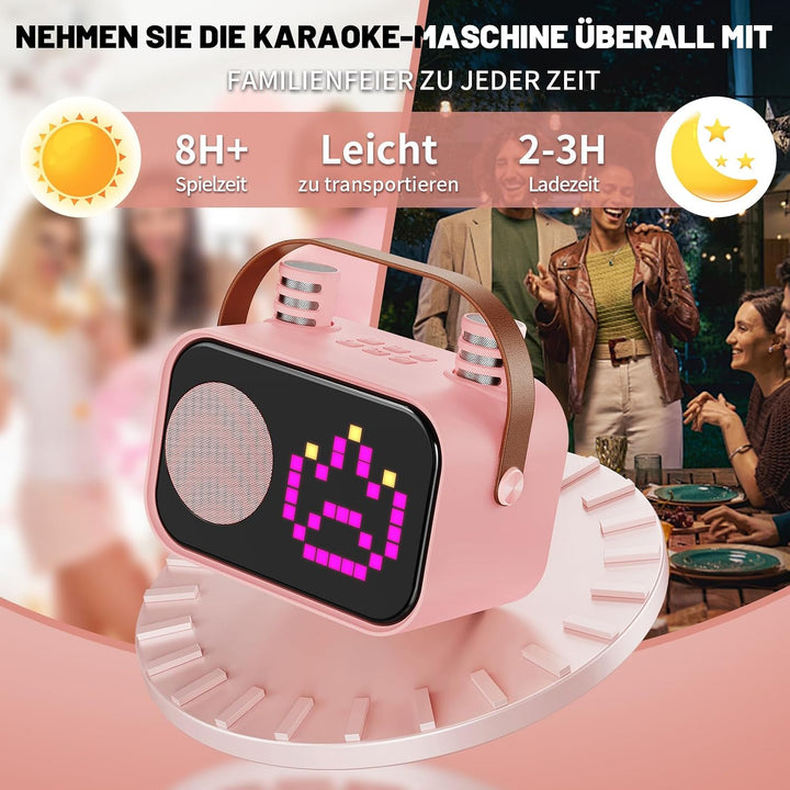JYX Karaoke Anlage mit 2 Mikrofonen, Karaoke Maschine Kinder mit Professionellem Begleitmodus, Bluet