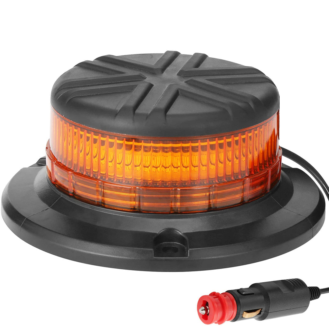 AGRISHOP 12V/24V LED Rundumleuchte Blitzleuchte Mit Magnetfuss,LED Rundumleuchte Gelb Warnleucht，45L