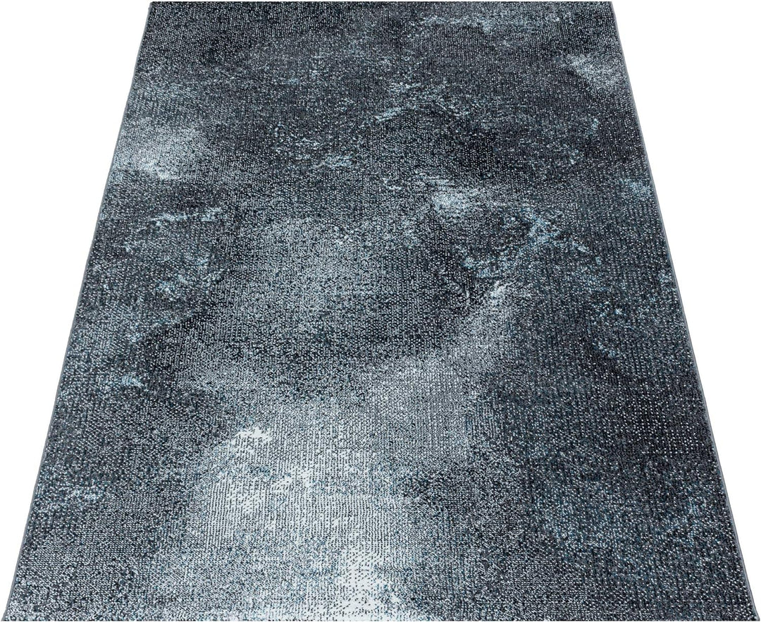Carpetsale24 Modern Designer Teppich, Kurzflor Abstrakt Design, Rechteckig, Blau und Grau, Wohnzimme
