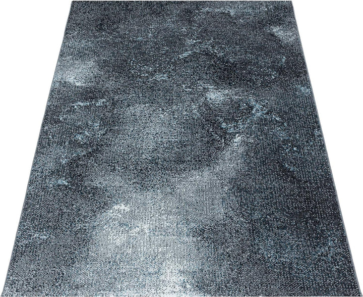 Carpetsale24 Modern Designer Teppich, Kurzflor Abstrakt Design, Rechteckig, Blau und Grau, Wohnzimme