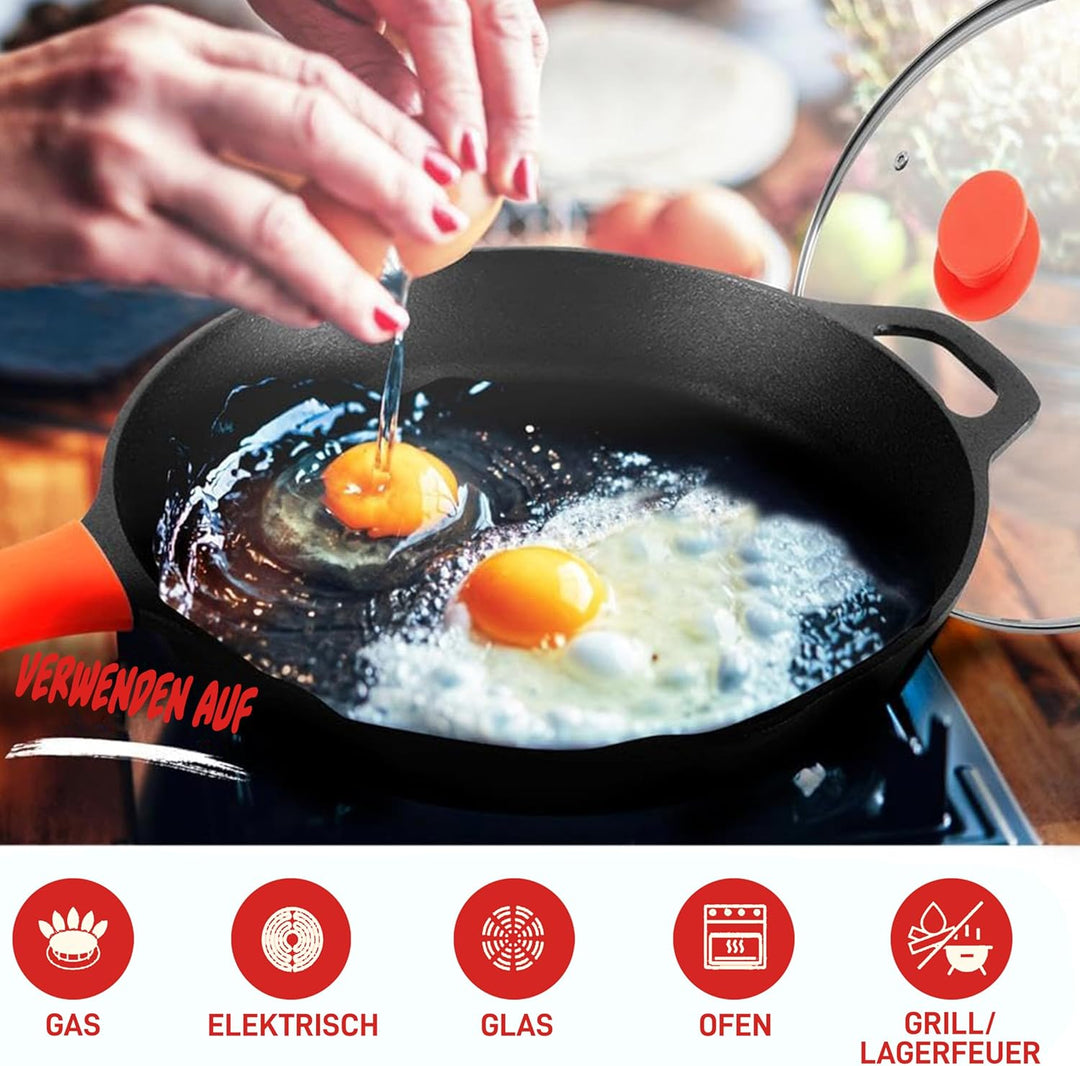 NutriChef Gusseisen Grillpfanne Induktion – Lodge Cast Iron, Grill Pan – Eisenpfanne Perfekt als Ste