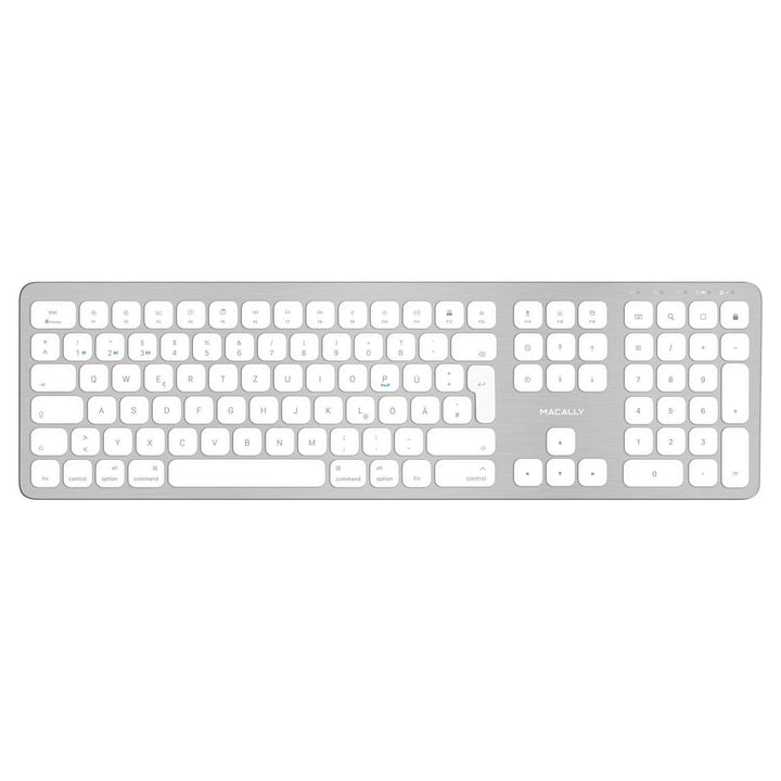 Macally BTWKEYMB-DE, erweiterte Quick-Switch Bluetooth Funk-Tastatur für Mac, PC, iOS und Android, Z