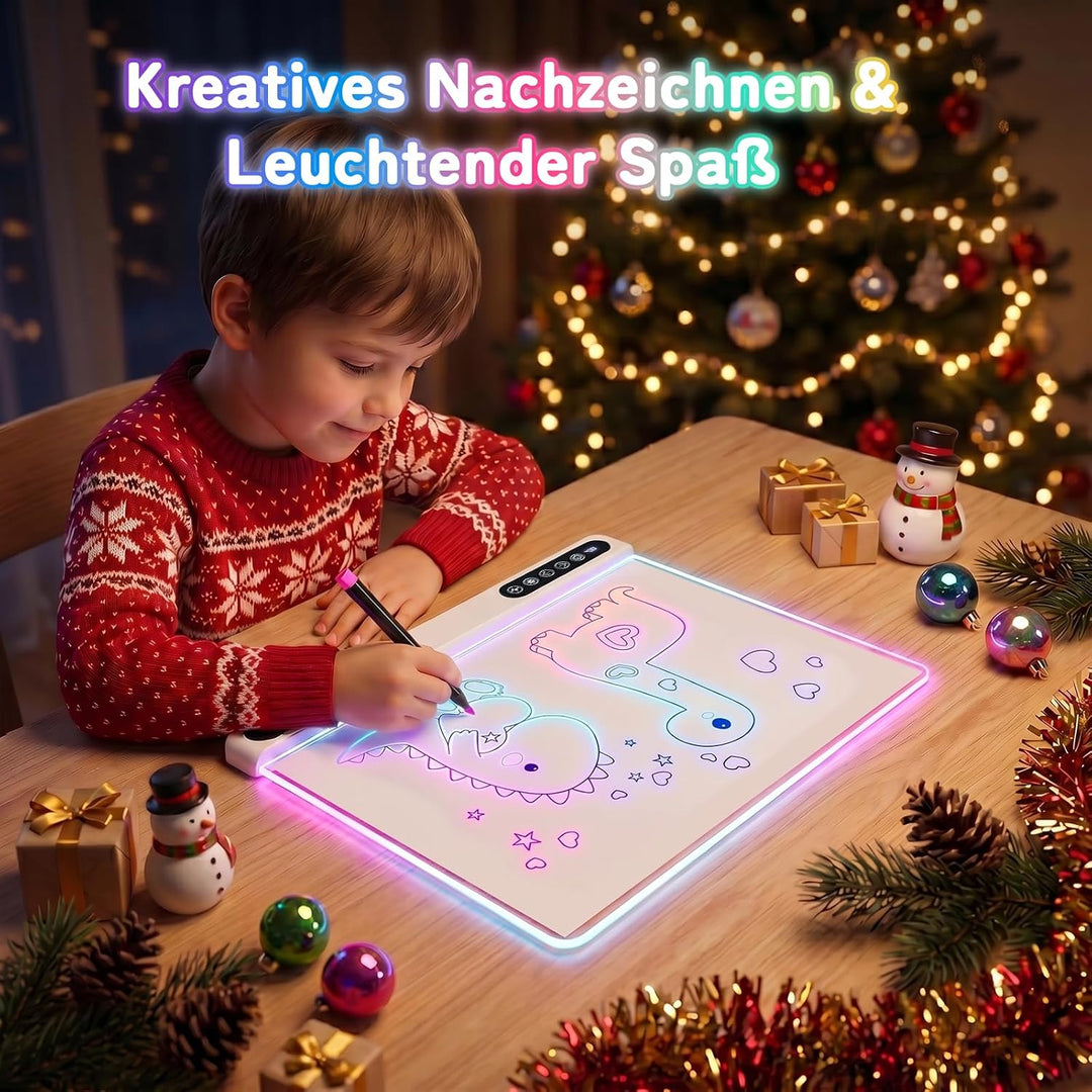 JOVVI LED Zeichenbrett, Kinder Zeichenbrett mit 7 Farben & 4 Modi, Aufladbares Malboard mit Akku und