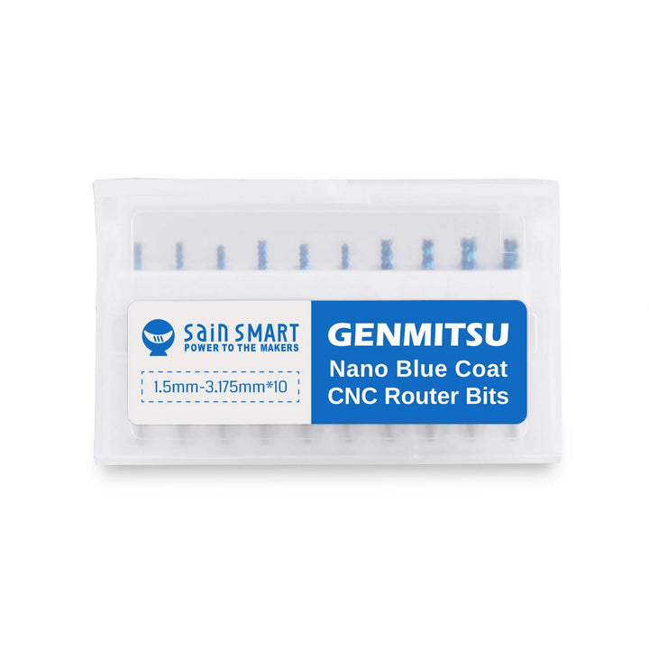 SainSmart Genmitsu CNC-Fräser, 10 Stück, Nano Blue Coat, 1,5 – 3,175 mm, Schaft 1/8, 1.5-3.175mm