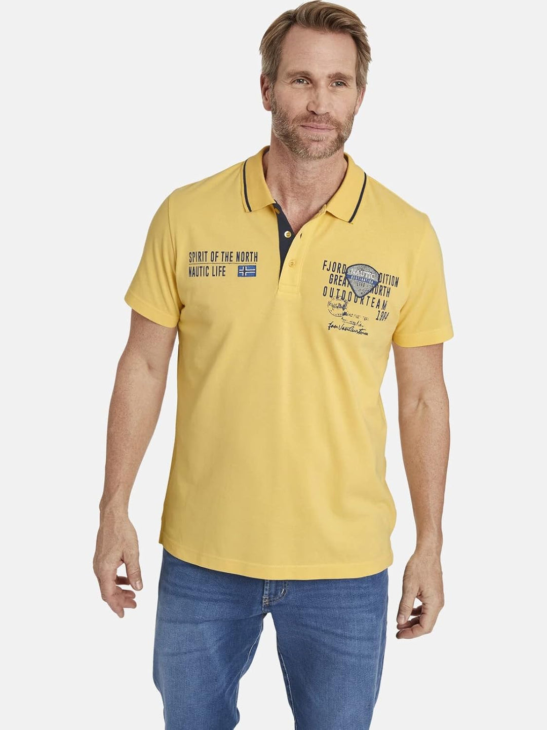 Jan Vanderstorm Herren Poloshirt Hallfred L Grosse Grössen Blau, L Grosse Grössen Blau
